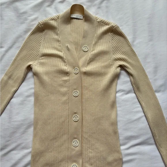 Sandro Beige Button-Up Women's Cardigan - Picture 3 of 6